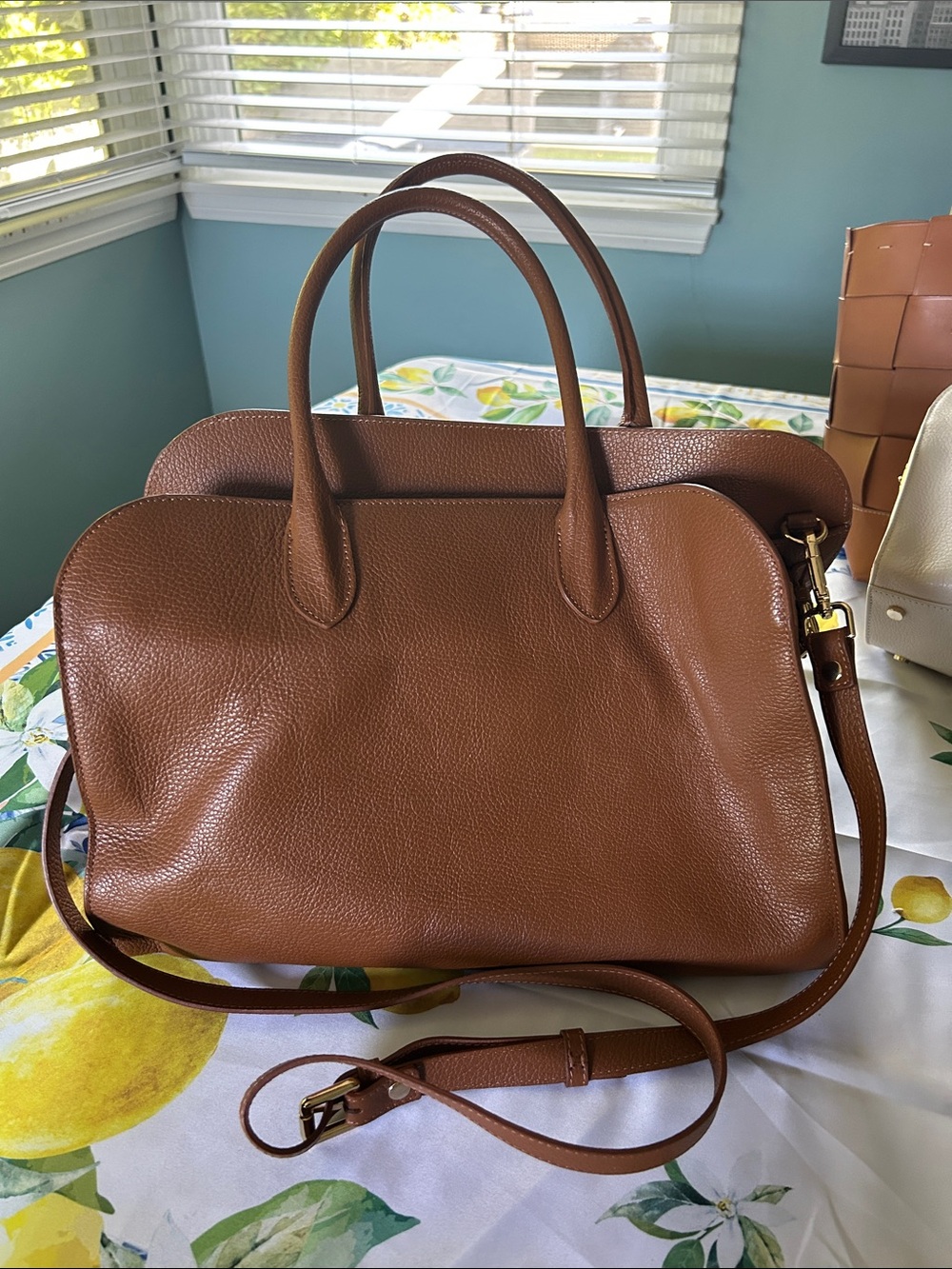 Classic Brown Italian Leather Crossbody Satchel